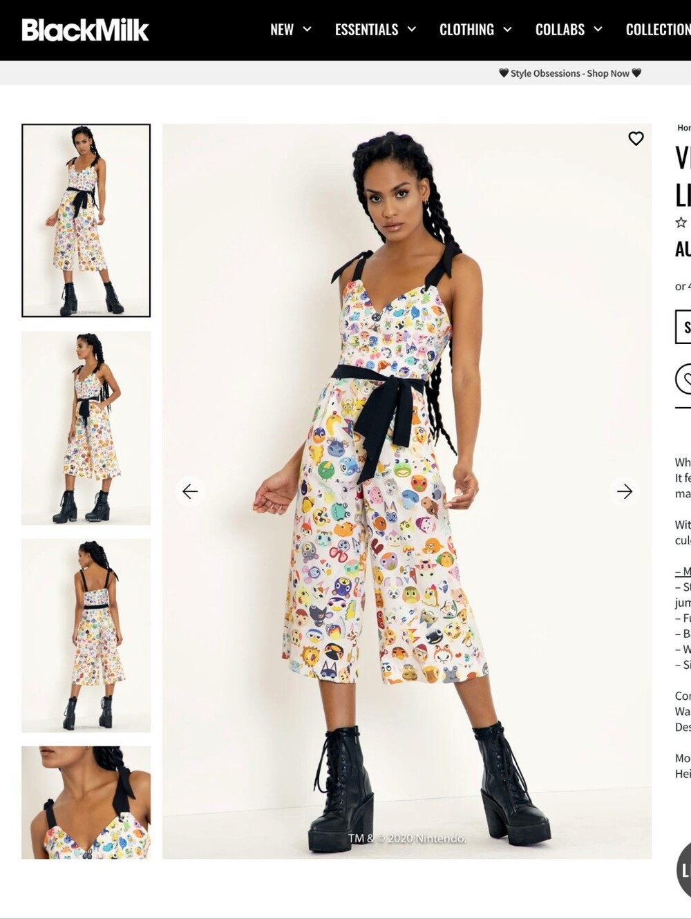 Blackmilk Nintendo Animal Crossing Villagers Tie The Knot Jumpsuit NWT